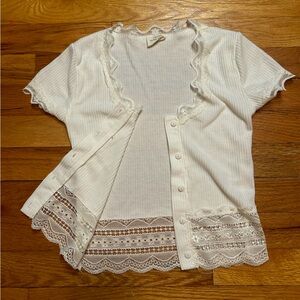 Caution To The Wind XS white lace women’s shirt